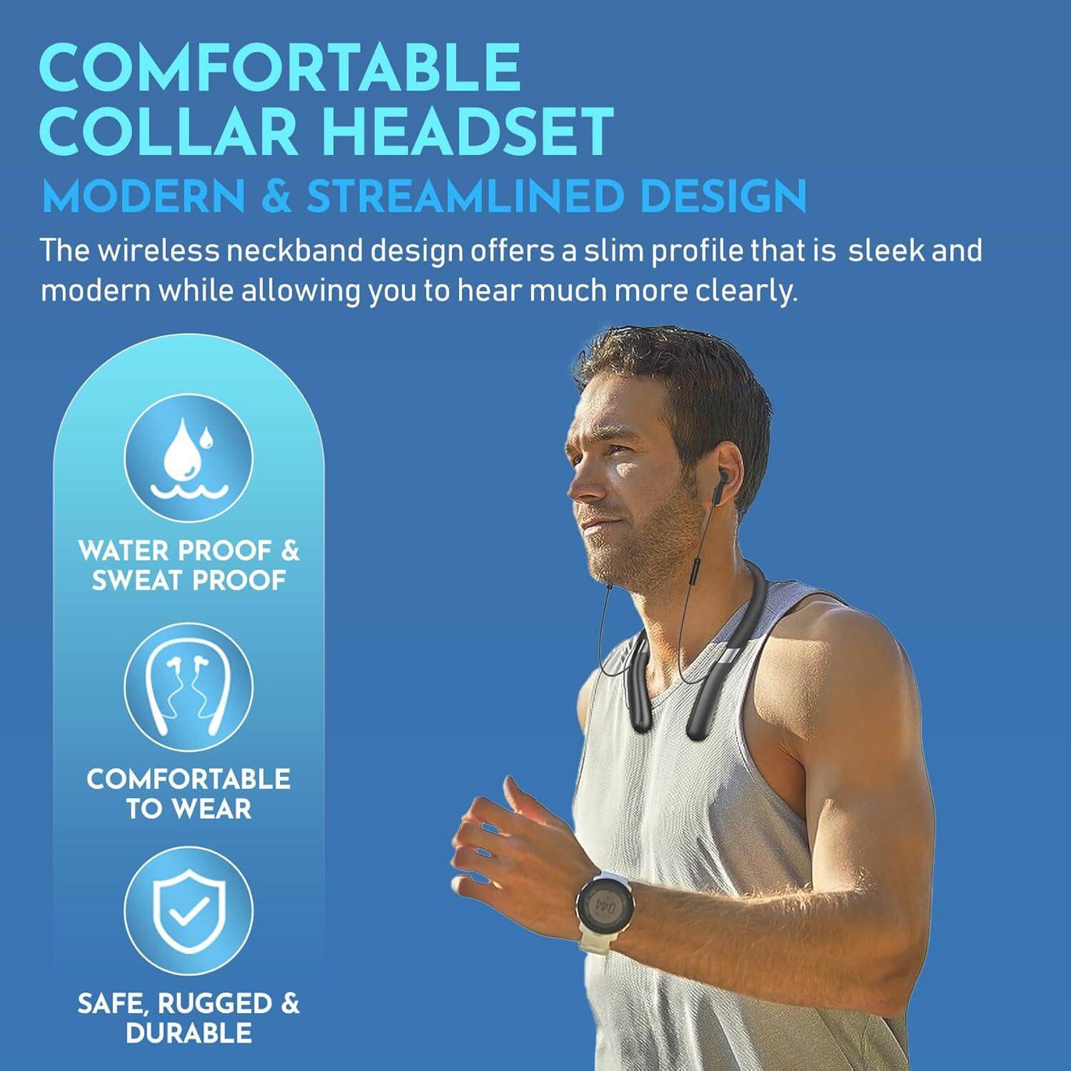 Rechargeable Hearing Aids - Wireless Hands-Free Neckband, Noise Reduction Neck Sound Amplifying Device Helps Aid Comfortable Hearing for Listening, Watching TV, Conversations for Seniors & Adults, Bluetooth