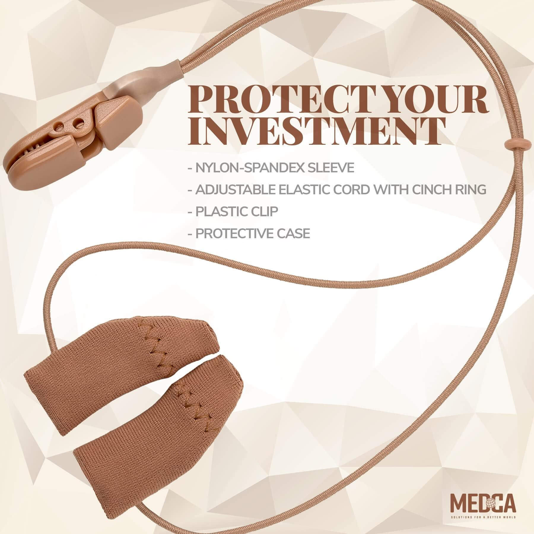 Hearing Aid Protectors and Clip - Corded Fabric Cover with Clasp Protects from Dirt Dust Sweat & Moisture Reduces Wind Noise & Prevents Loss Fits Most (1-Inch, 1.25-Inch, 2-Inch) BTE Devices