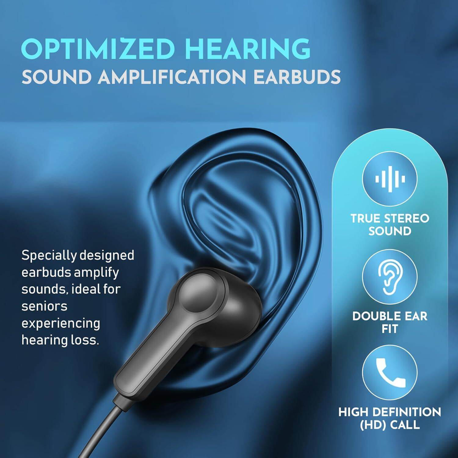 Rechargeable Hearing Aids - Wireless Hands-Free Neckband, Noise Reduction Neck Sound Amplifying Device Helps Aid Comfortable Hearing for Listening, Watching TV, Conversations for Seniors & Adults, Bluetooth
