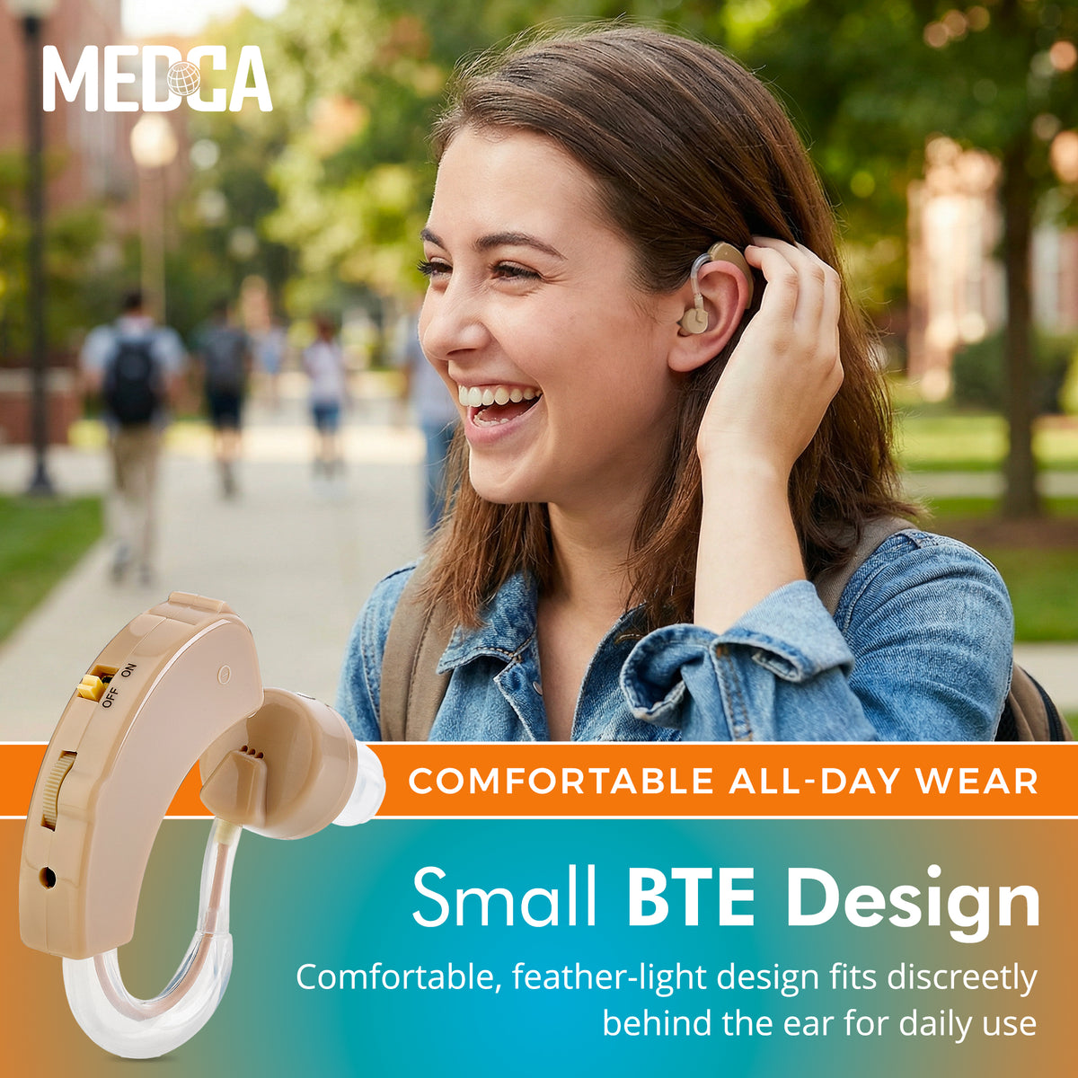MEDca BTE Behind the Ear Sound Aids Super Mini Size Sound Enhancer