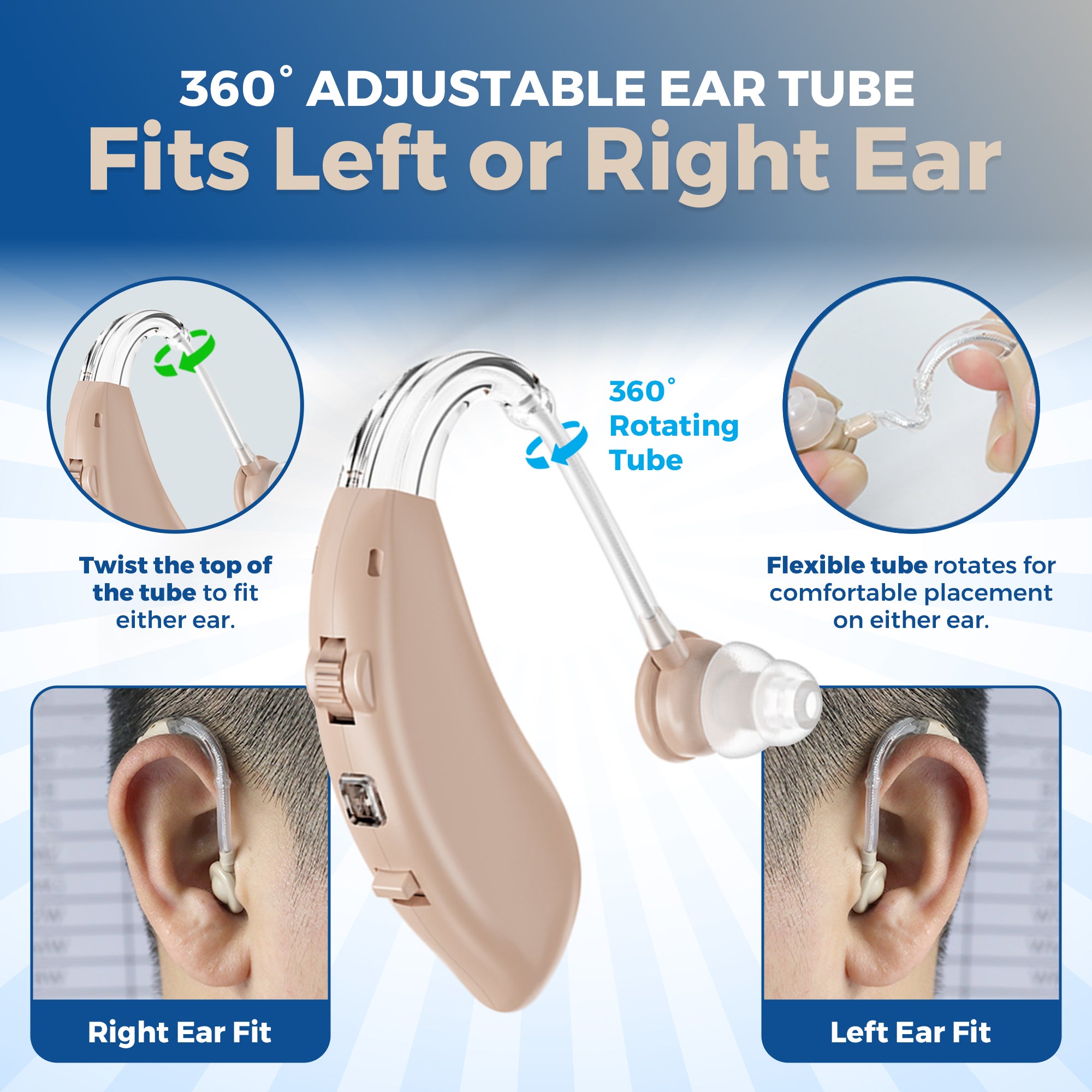 Rechargeable Digital Hearing Aids - Hearing Aids Set with New Digital Technology - Almost Invisible BTE Design with Quick Recharge - Personal Sound Aids by MEDca