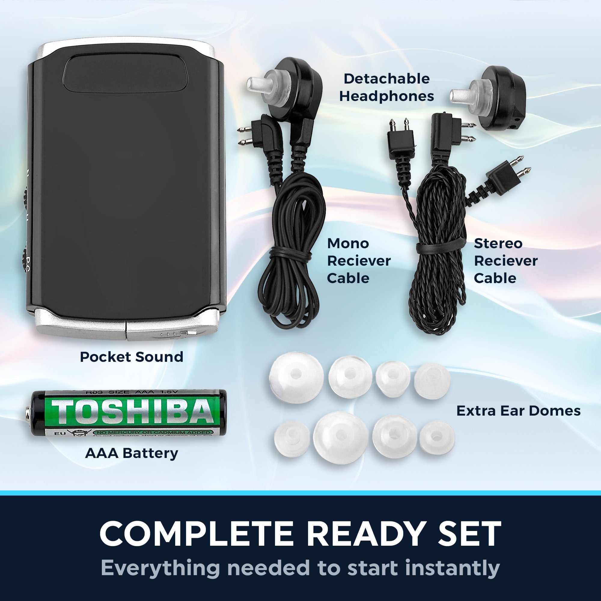 Sound Aids - Pocket Sound Voice Enhancer Device with Duo Mic/Ear Plus Extra Headphone and Microphone Set, Personal Sound Aids Device by MEDca