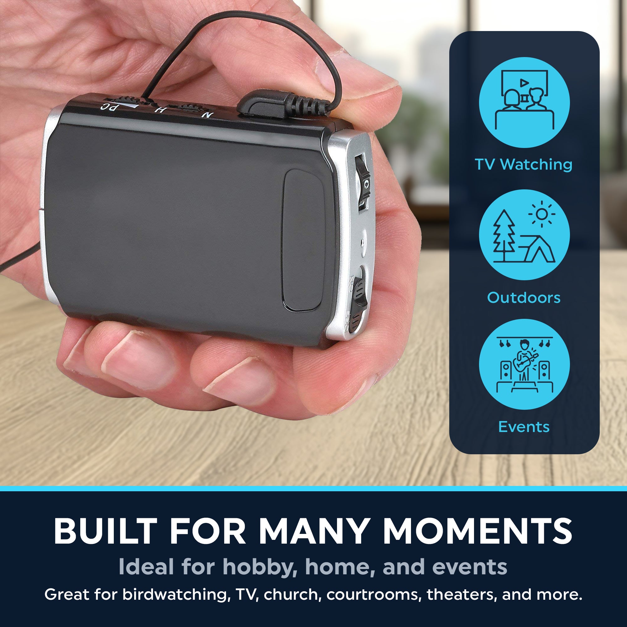 Sound Aids - Pocket Sound Voice Enhancer Device with Duo Mic/Ear Plus Extra Headphone and Microphone Set, Personal Sound Aids Device by MEDca