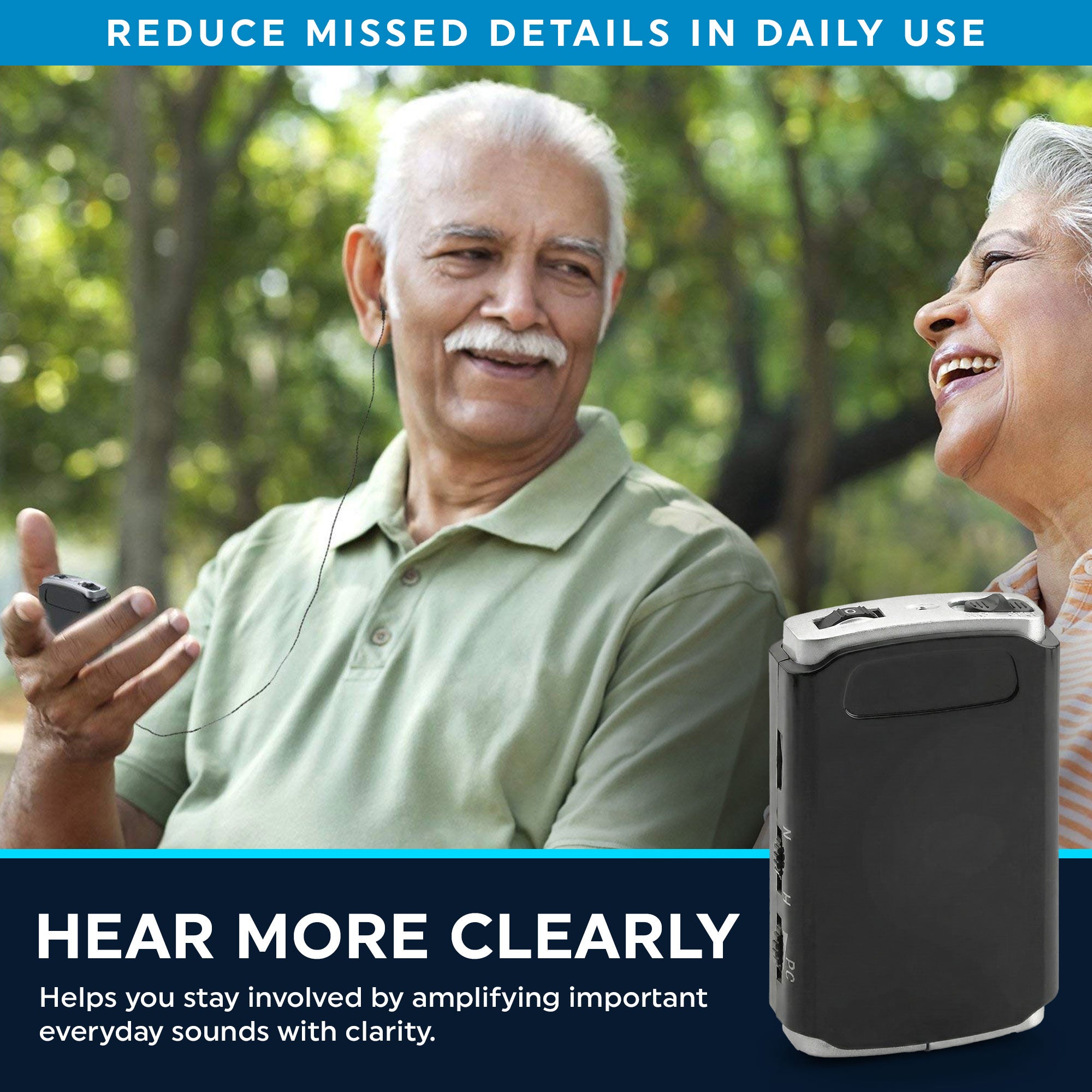 Sound Aids - Pocket Sound Voice Enhancer Device with Duo Mic/Ear Plus Extra Headphone and Microphone Set, Personal Sound Aids Device by MEDca