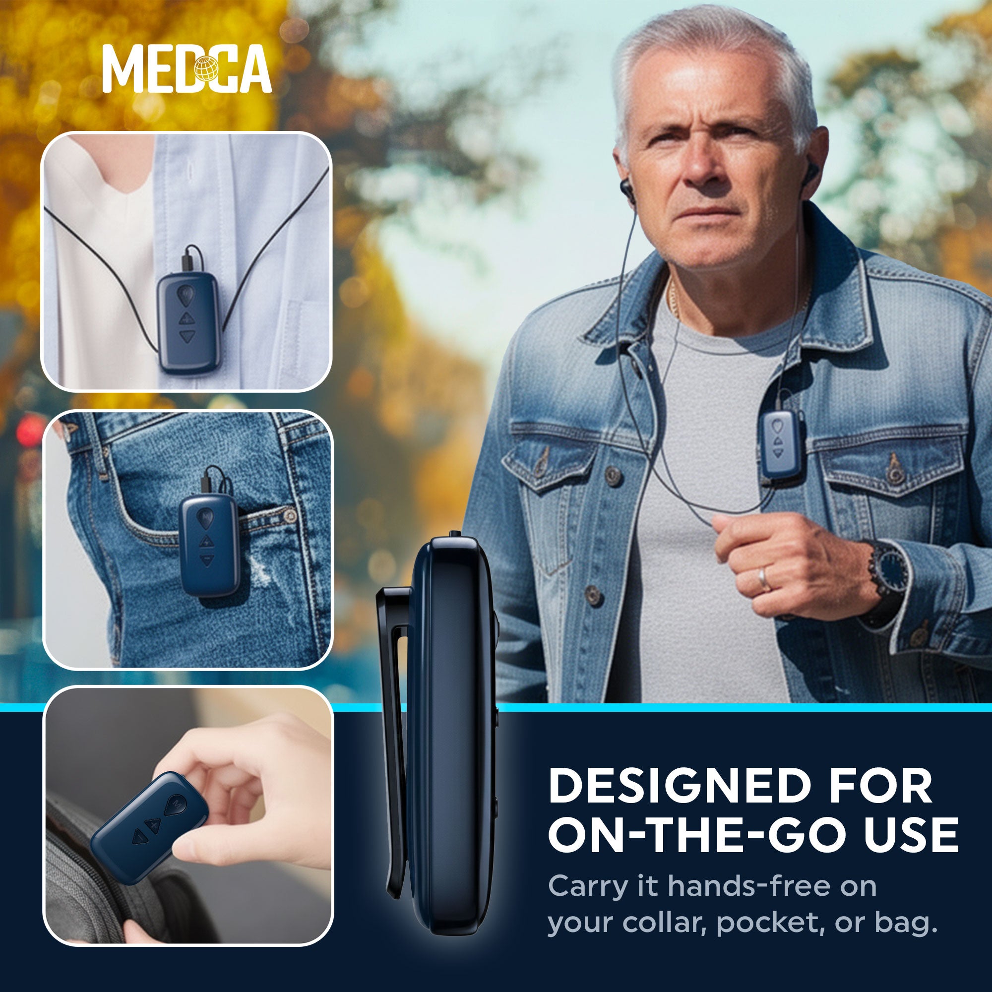 Rechargeable Hearing Amplifier - Digital High-Volume Control, Noise Reduction, 16-Channel, 120H Battery, USB-C Charging - Lightweight, Comfortable Sound Amplifier Listening Device for Adults & Seniors