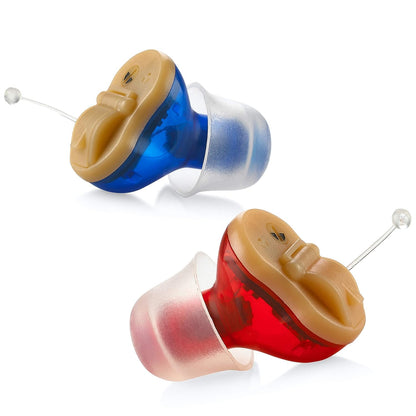 Premium Digital Hearing Aids for Seniors - Invisible in Canal (CIC) In-Ear Mini Sound Enhancer Set, Near-Invisible, Noise Cancelling, Personal Sound Hearing Aids - Pair - MZ-21