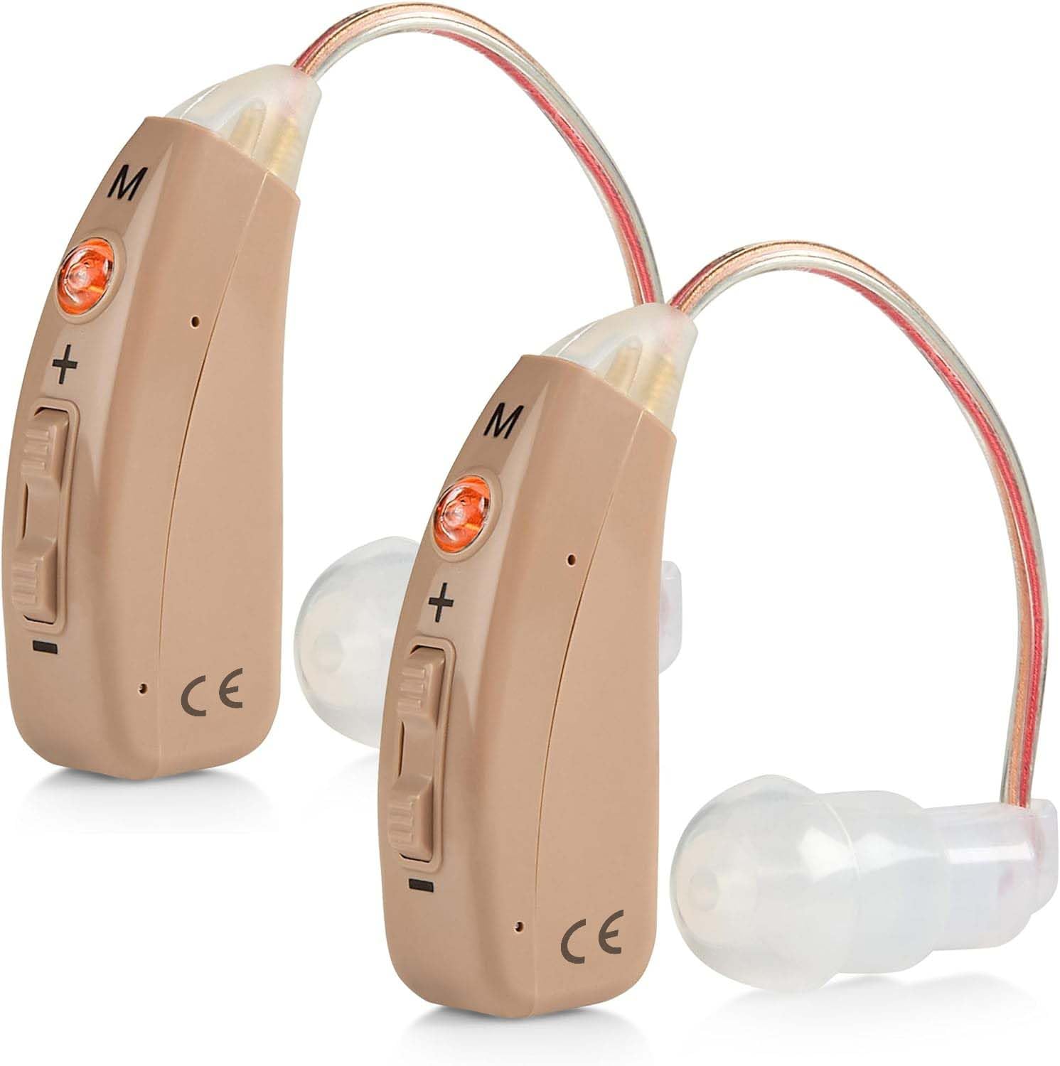 Rechargeable Hearing Aids - Premium Digital BTE Personal Sound Aids Device Pair with 2 Program Modes Noise Cancellation & Feedback Reduction & Fast Charging for Adults Seniors & Elderly