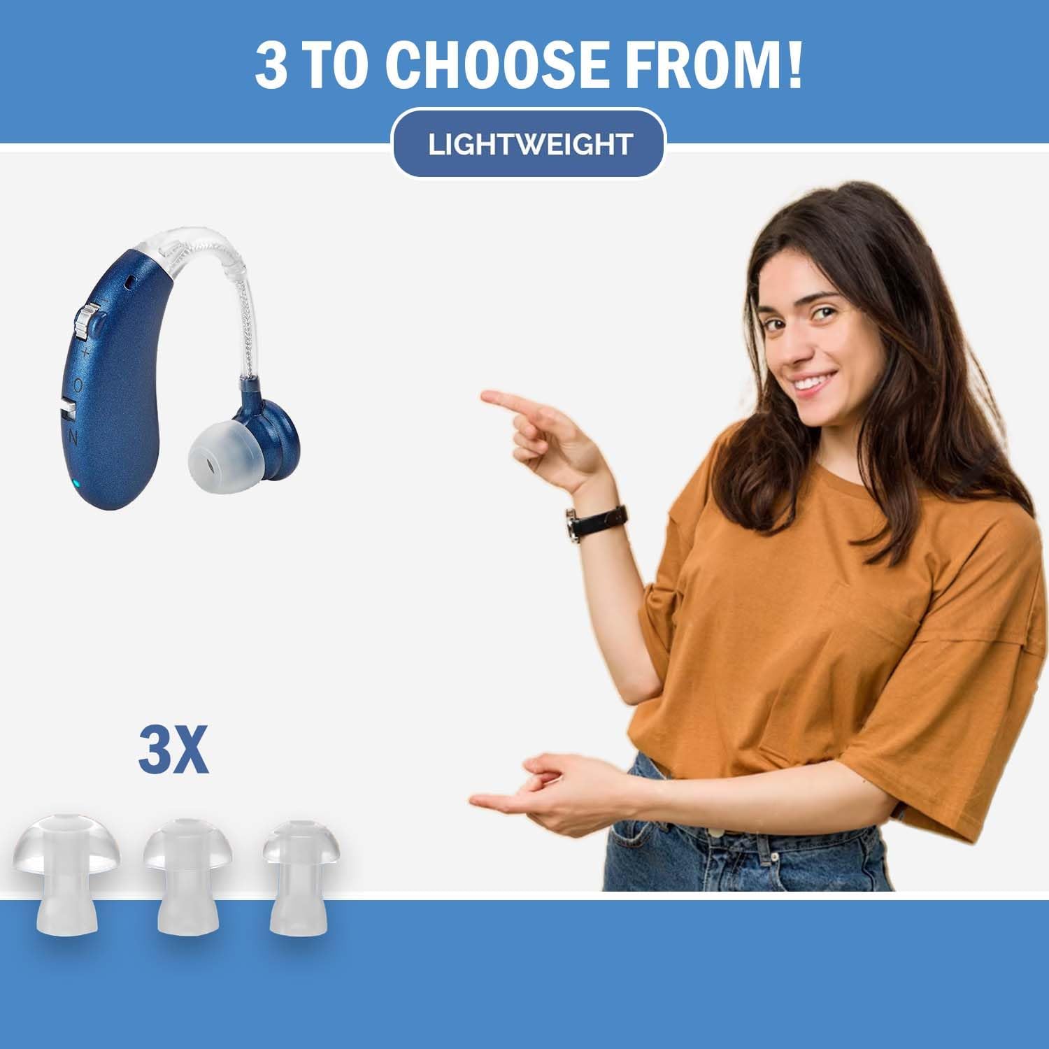 Digital Hearing Aids - Rechargeable -Operated BTE Personal Sound Assist Device with 2 Modes, Volume Control & Noise Cancelling, Behind-The-Ear Aids for Adults and Seniors