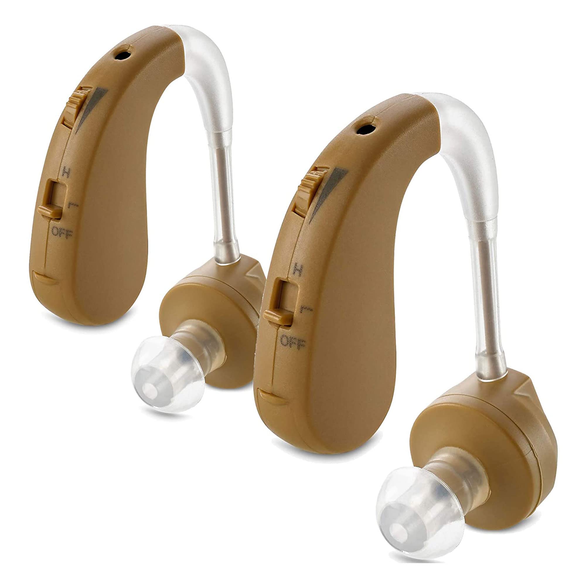 Digital Hearing Aids - BTE Behind the Ear Sound Aids Pair and Personal Sound Enhancer Set with Noise Reducing Feature that is Smaller & Discreet - Ready to Wear in Any Left or Right Ear