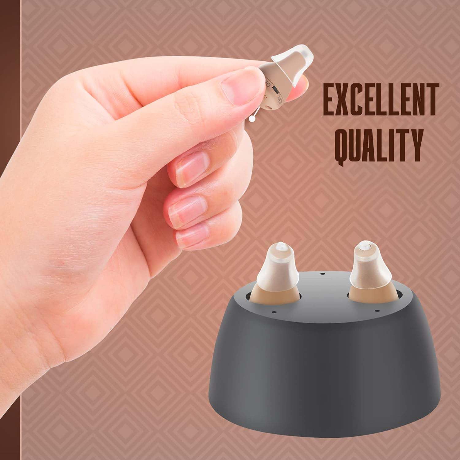 Rechargeable Hearing Ai to Aid and Assist Hearing, Completely-in-Canal (CIC) Nearly Invisible Mini Personal Sound Device w/ Noise Cancellation & Feedback Reduction for Adults Seniors & Elderly