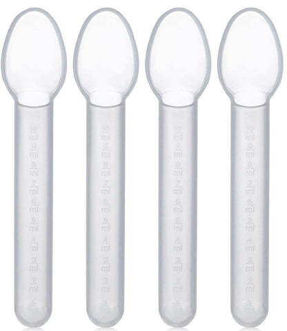 Calibrated Medicine Spoon for Kids, Baby & Toddler - (Pack of 4) - 2 Tsp/10 mL Capacity Plastic Oral Liquid Dose Medication Graduated Dispenser