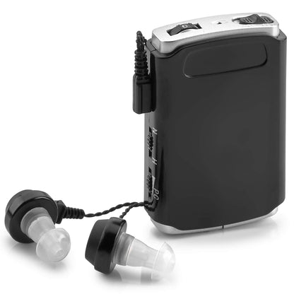 Sound Aids - Pocket Sound Voice Enhancer Device with Duo Mic/Ear Plus Extra Headphone and Microphone Set, Personal Sound Aids Device by MEDca