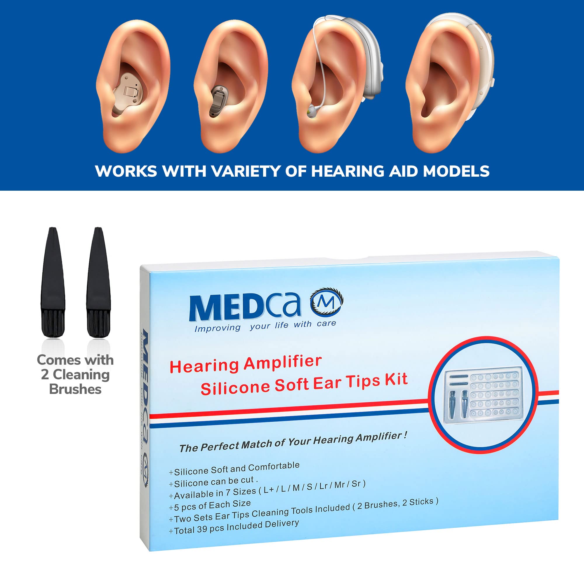 Hearing Aid Domes - Universal Domes for Hearing Aids - Sizes Small, Medium, Large & X-Large Earbud Replacements and BTE Hearing Sound Amplifiers