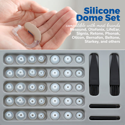 Hearing Aid Domes - Universal Domes for Hearing Aids - Sizes Small, Medium, Large & X-Large Earbud Replacements and BTE Hearing Sound Amplifiers