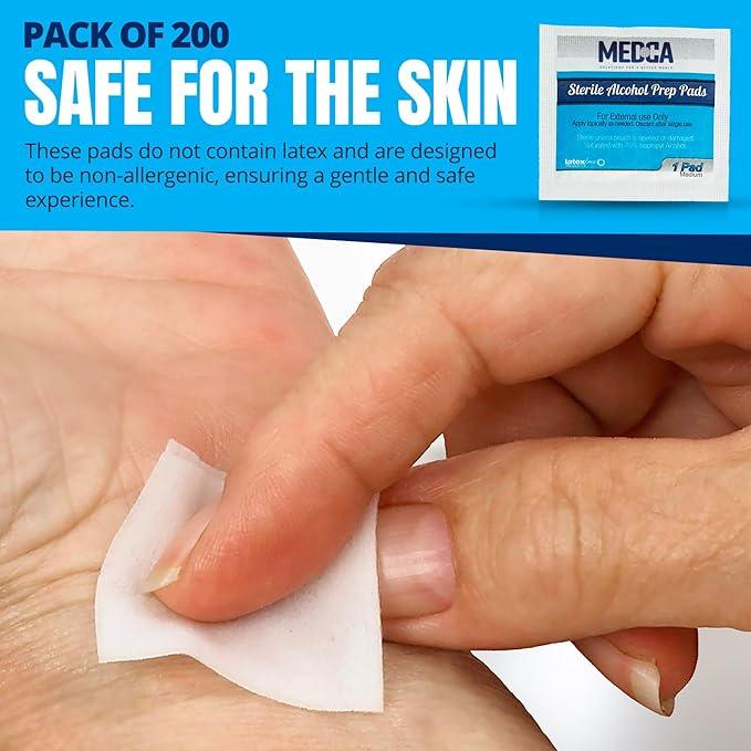 MEDca Alcohol Prep Pads, Sterile, Medium, 2-Ply Pack of 200