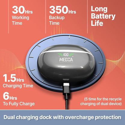 Rechargeable Hearing Aids for Seniors - BTE Digital Hearing Aids with Noise Cancelling for Moderate to Severe Hearing Loss, RIC 16 Channel Noise Cancelling Hearing Aid, Magnetic Charging Case