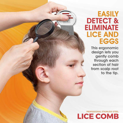 Lice Comb - (Pack of 3) Head Lice Treatment that's Individually Packaged Professional Stainless Steel Louse and Nit Combs Removes Eggs with Rounded Tips for Comfort