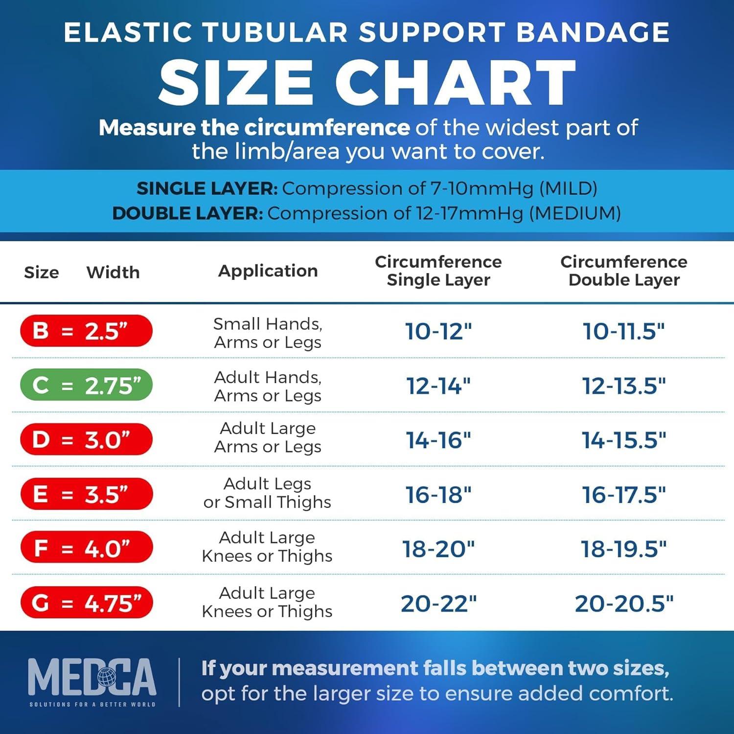 Elastic Tubular Support Bandage Size E, 10M Box - Natural Color (3.5" X 33 feet) for Large Knee Support Bandage -Medium Thigh, Cotton Spandex