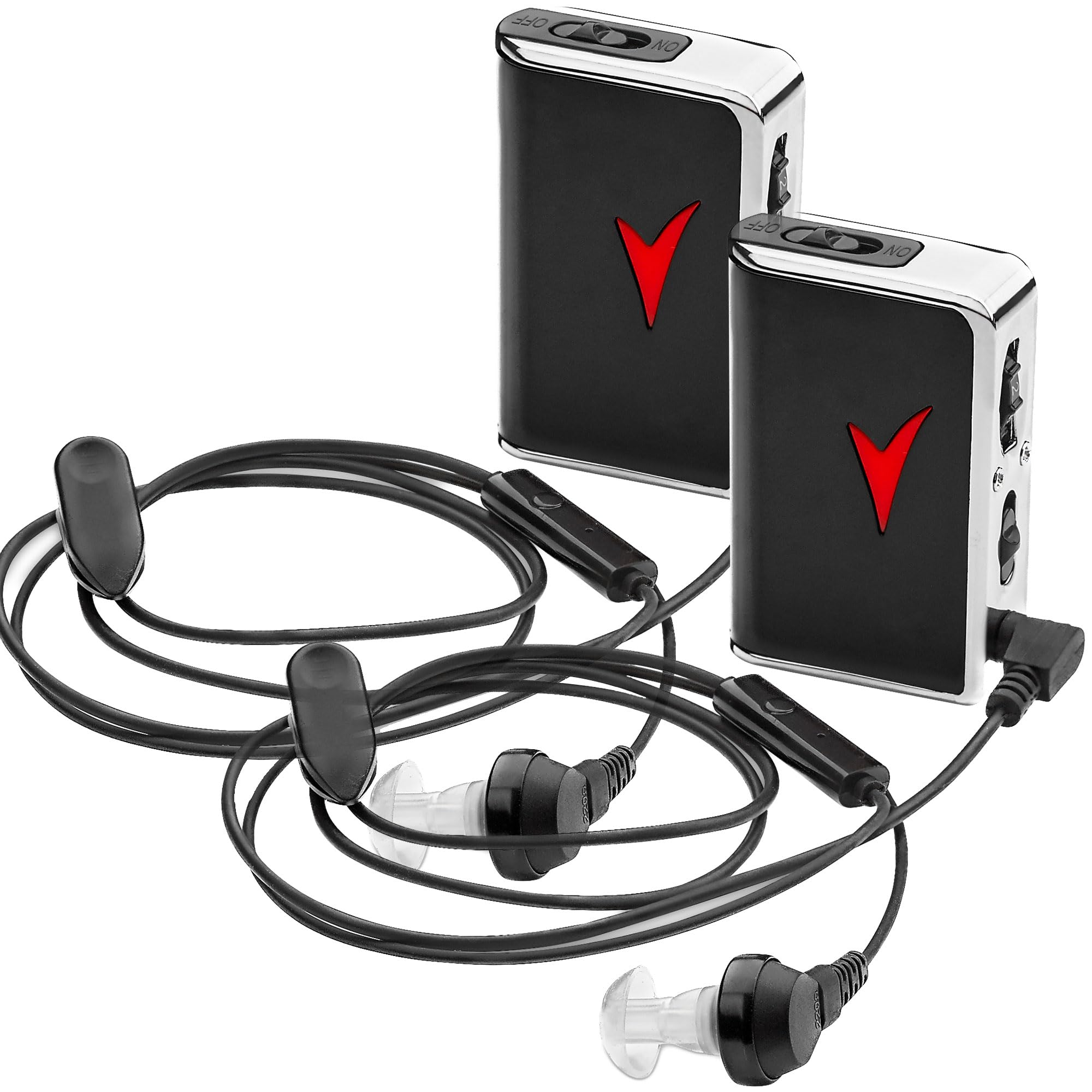 Personal Sound Aids - (2 Pack) Personal Audio Aids Device and Voice Enhancer Device for Sound Gain of 50dB, Up to 100 Feet Away, Pocket Hearing Devices