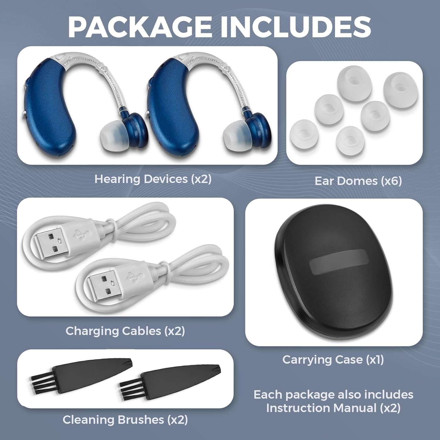 Digital Hearing Aids Pair - Rechargeable -Operated BTE Personal Sound Assist Device with 2 Modes, Volume Control & Noise Cancelling, Behind-The-Ear Aids for Adults and Seniors