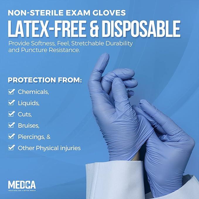 MEDca Nitrile Exam Gloves - Disposable Non-Sterile Gloves - Non-Powder Rubber & Latex-Free, General Gloves, Janitorial Supply