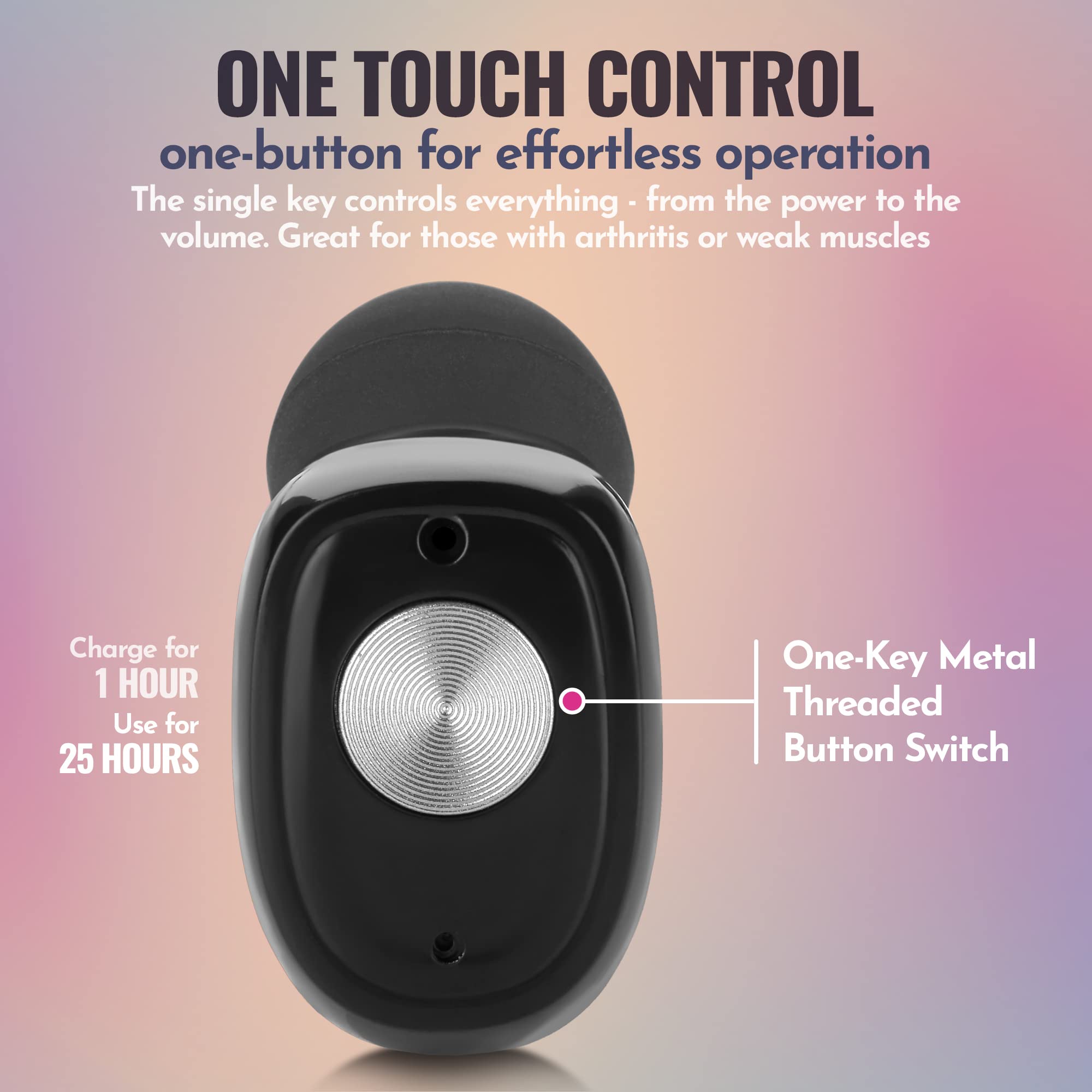 Rechargeable Hearing Aids Pair w/ Noise Cancelling, Digital Sound Device for Seniors & Adults - ITC Nano Personal Aids - One Touch Control & Low Sound Distortion Hearing Assist Device