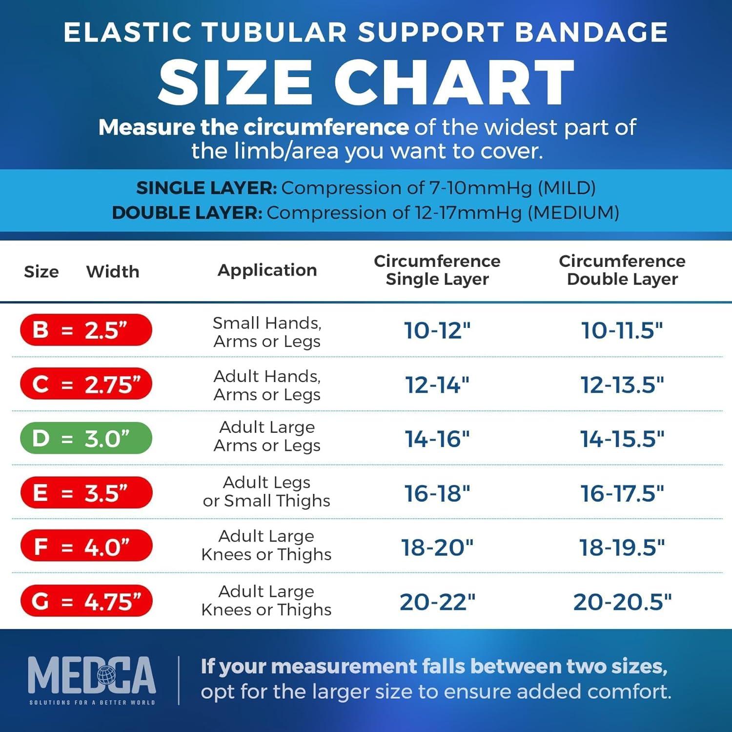 Elastic Tubular Support Bandage Size D, 10M Box - Natural Color (3" X 33 feet) for Large Knee Support Bandage -Medium Thigh, Cotton Spandex