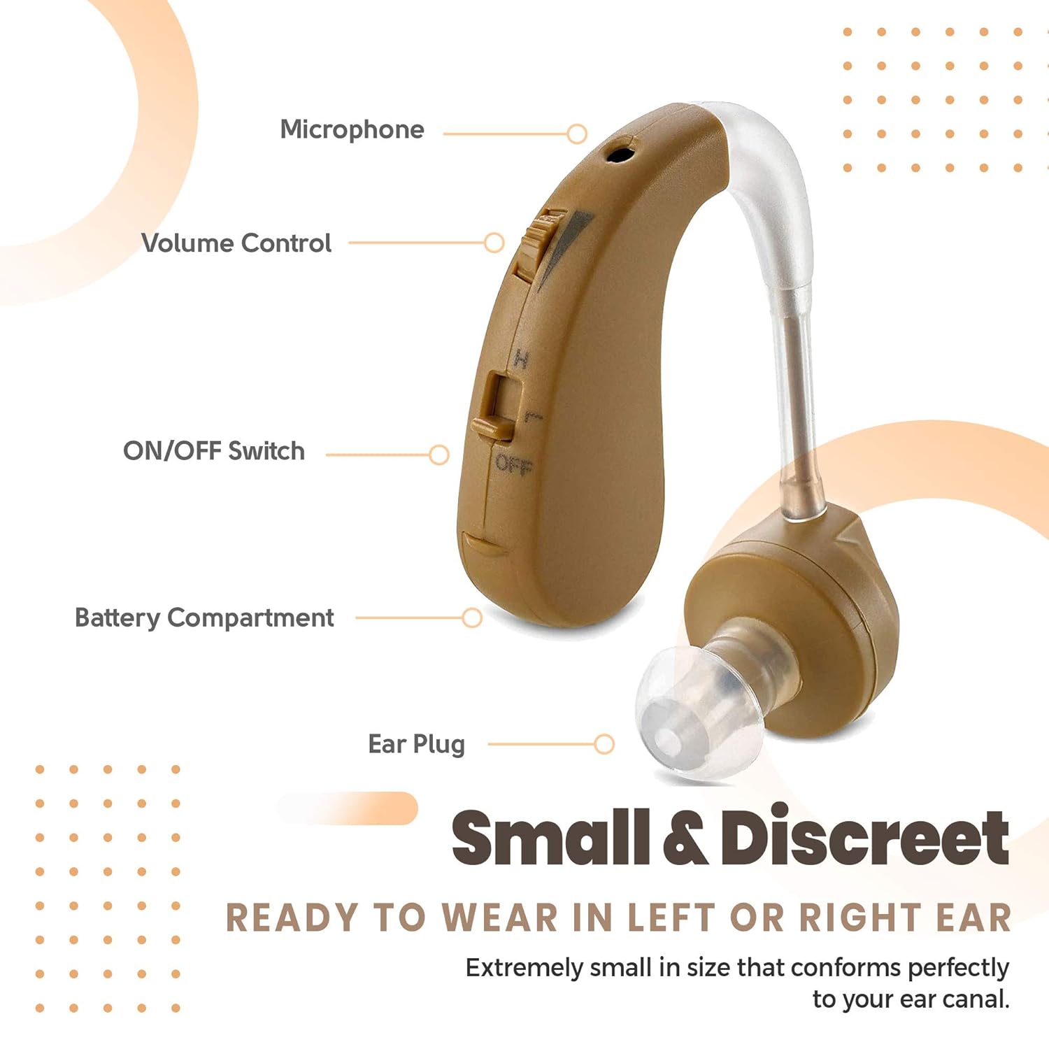 Digital Hearing Aids - BTE Behind the Ear Sound Aids Pair and Personal Sound Enhancer Set with Noise Reducing Feature that is Smaller & Discreet - Ready to Wear in Any Left or Right Ear