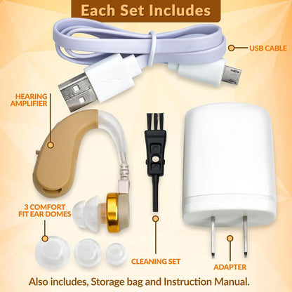 Rechargeable Digital Hearing Aids - Hearing Aids Set with New Digital Technology - Almost Invisible BTE Design with Quick Recharge - Personal Sound Aids by MEDca