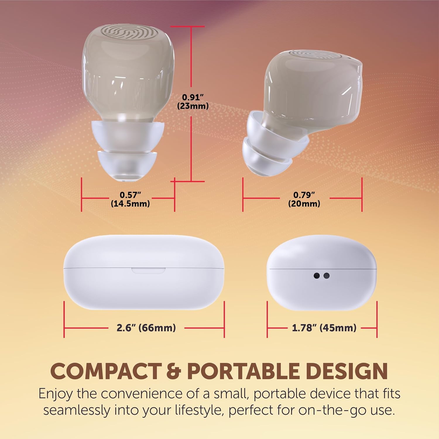 Digital Hearing Aids Rechargeable - ITE Hearing Aids Set and Sound Assist for Adults and Seniors, OTC, Intelligent Feedback & Noise Reduction, Personal Aids w/ Portable LED Charging Case, Beige