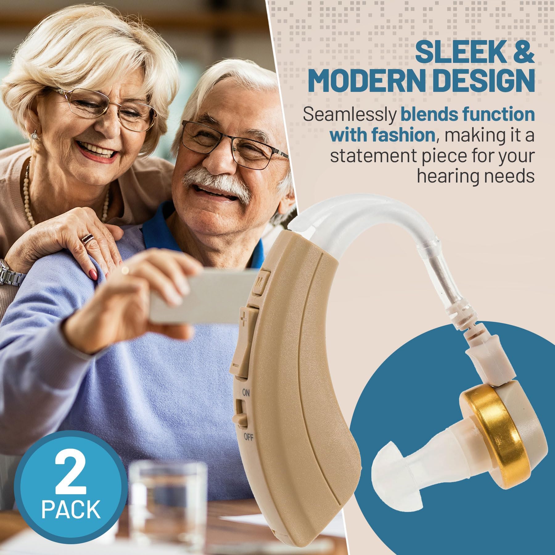 Digital Hearing Aids Pair - Behind the Ear Left & Right BTE Personal Sound Hearing Aids by MEDca