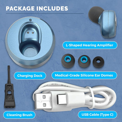 Rechargeable Hearing Aids for Seniors w/ Noise Cancelling, Digital Nano Sound Assist Device for Seniors & Adults - ITC Personal Sound Hearing Aids - One Key Control & Low Sound Distortion