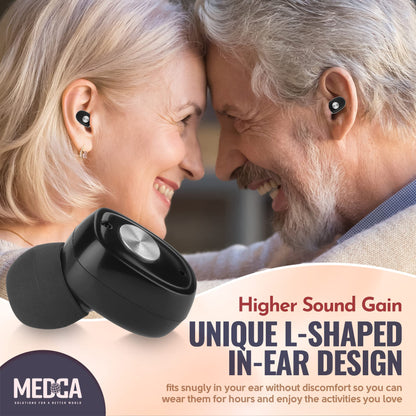 Rechargeable Hearing Aids Pair w/ Noise Cancelling, Digital Sound Device for Seniors & Adults - ITC Nano Personal Aids - One Touch Control & Low Sound Distortion Hearing Assist Device