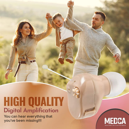 Hearing Aids Set - Mini ITC (In-The-Canal), In Ear Personal Hearing Amplification and Digital Sound Enhancer PSAD (Pair) Extra Small Upgraded Second Generation Design by MEDca