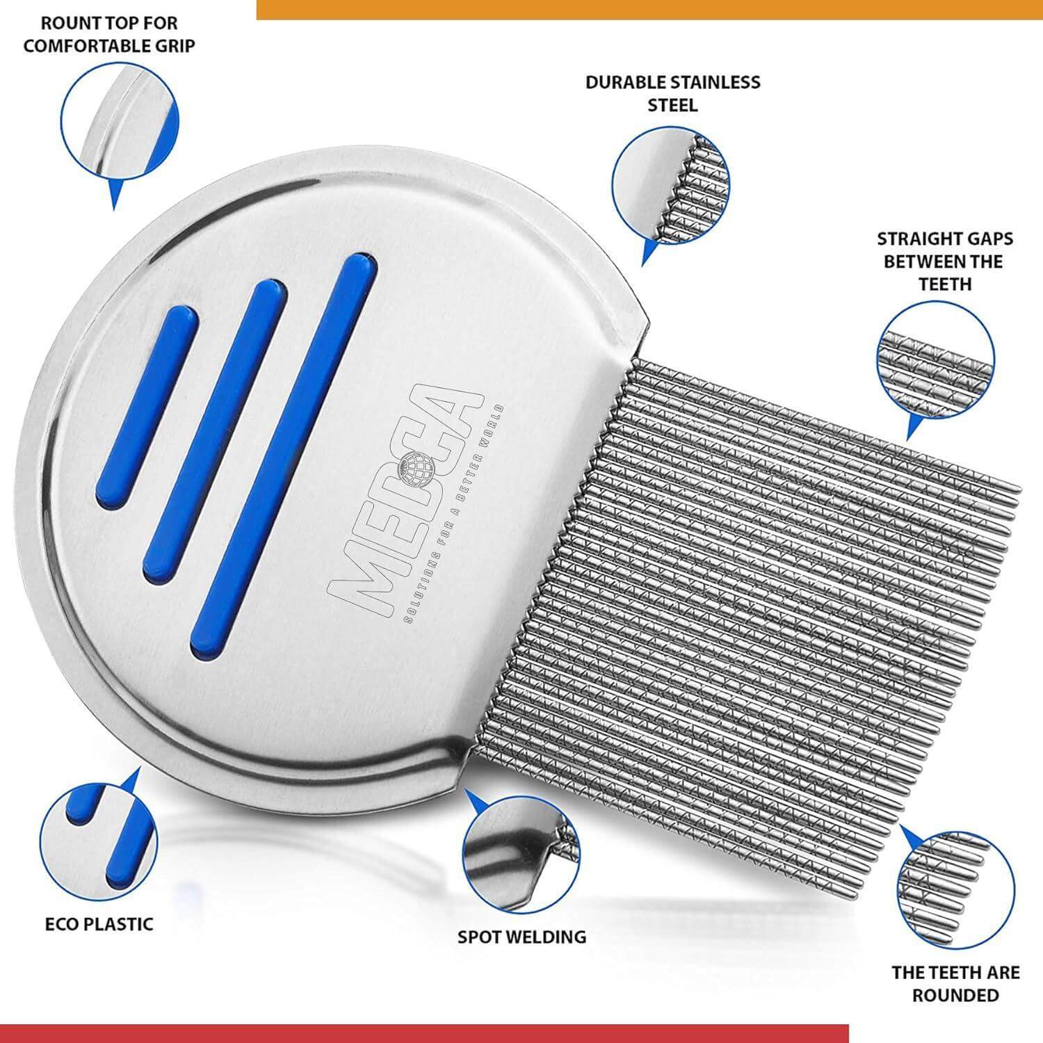 Lice Comb - (Pack of 3) Head Lice Treatment that's Individually Packaged Professional Stainless Steel Louse and Nit Combs Removes Eggs with Rounded Tips for Comfort