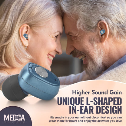 Rechargeable Hearing Aids Pair w/ Noise Cancelling, Digital Sound Device for Seniors & Adults - ITC Nano Personal Aids - One Touch Control & Low Sound Distortion Hearing Assist Device