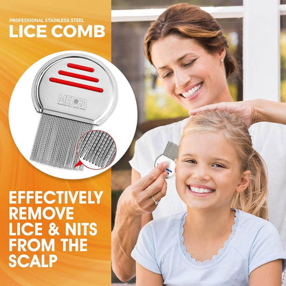 Lice Comb - (Pack of 3) Head Lice Treatment that's Individually Packaged Professional Stainless Steel Louse and Nit Combs Removes Eggs with Rounded Tips for Comfort