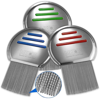 Lice Comb - (Pack of 3) Head Lice Treatment that's Individually Packaged Professional Stainless Steel Louse and Nit Combs Removes Eggs with Rounded Tips for Comfort