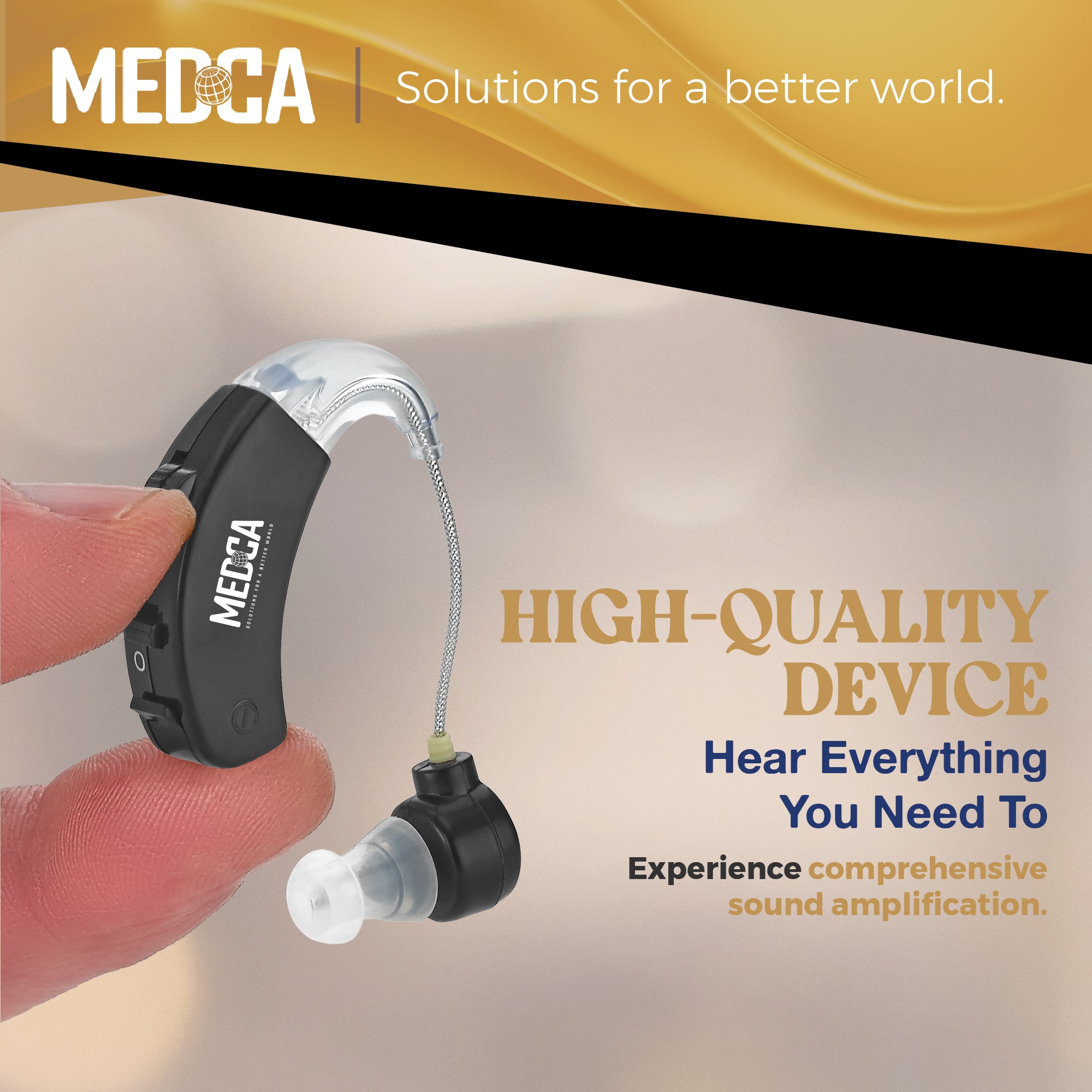 Behind the Ear Sound Aids - BTE Hearing Ear Amplification Device and Digital Hearing Aids for Seniors PSAD for the Hard of Hearing, Noise Reducing, Black, By MEDca for Seniors PSAD for the Hard of Hearing, Noise Reducing, Black, By MEDca