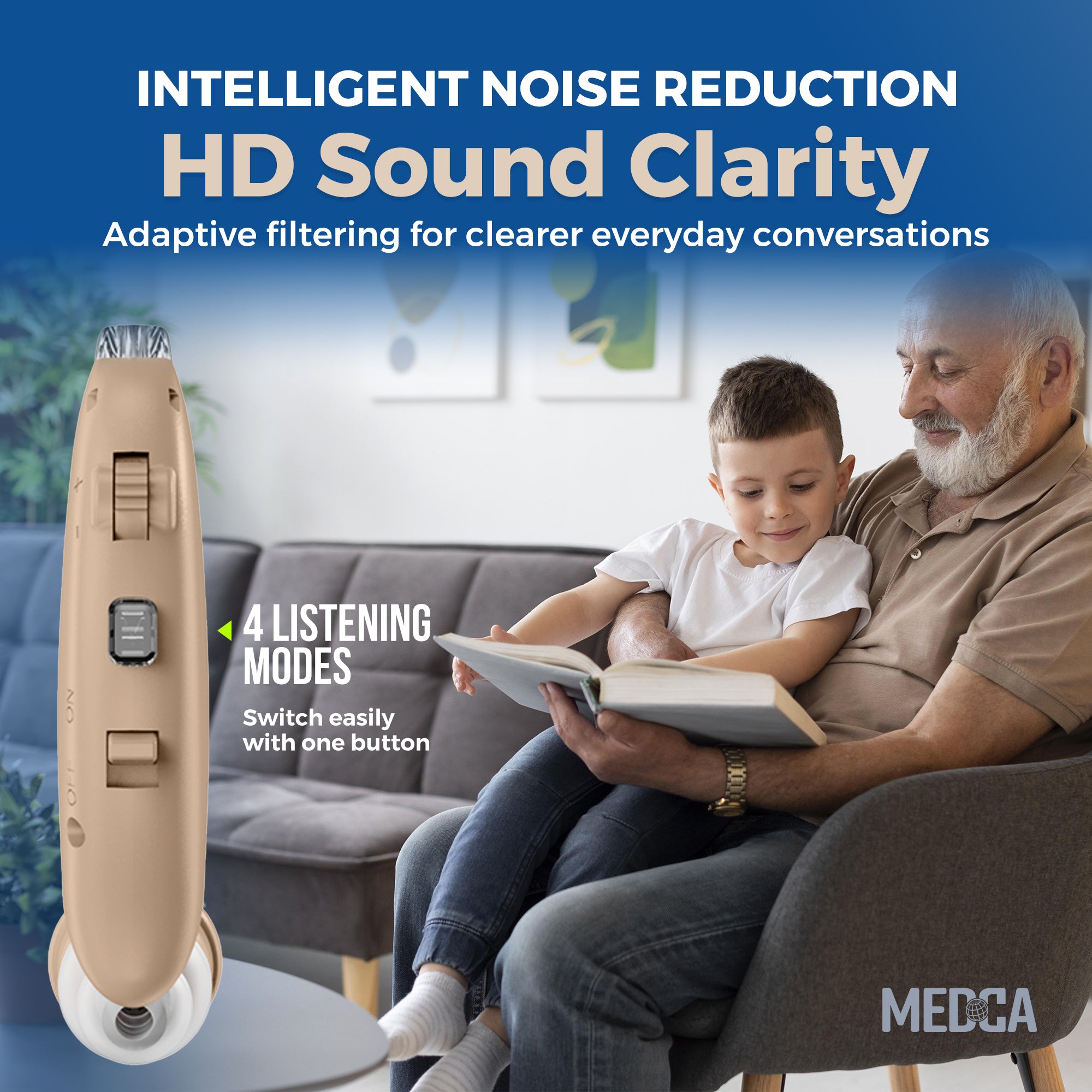 Digital Ear Hearing Aids Pair - Premium Quality Rechargeable Behind the Ear (BTE) Personal Sound Device