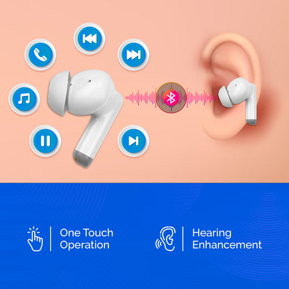 Hearing Aids Earbuds - Rechargeable, Wireless Bluetooth Audio and Personal Sound Enhancement Device Aids for Adults Seniors with Noise Canceling, Feedback Reduction and Portable Charging Case