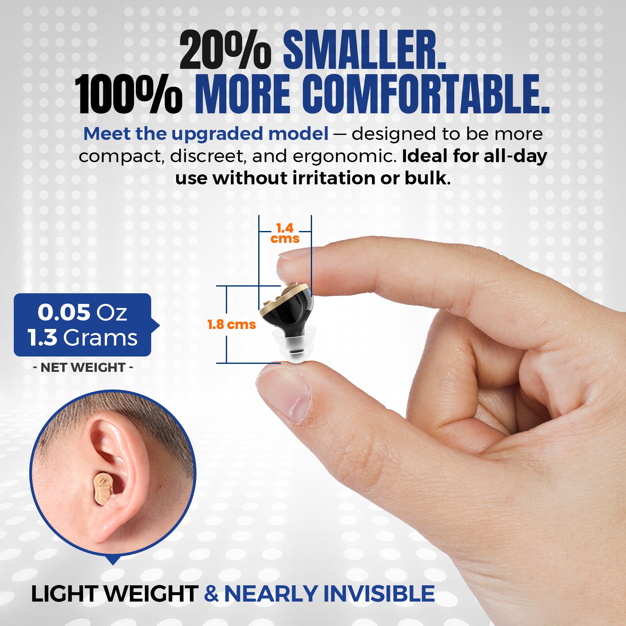 Digital Hearing Aids - Invisible in Canal (CIC) in-Ear Mini Sound Enhancer Set, Near-Invisible, Noise Cancelling, Personal Sound Hearing Aids