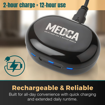 Digital Hearing Aids - Next Generation In the Ear Personal Sound Device w/ Noise Reduction - Rechargeable ITE 2 Piece Set, Portable Charging Case Sound Assist for Adults and Seniors