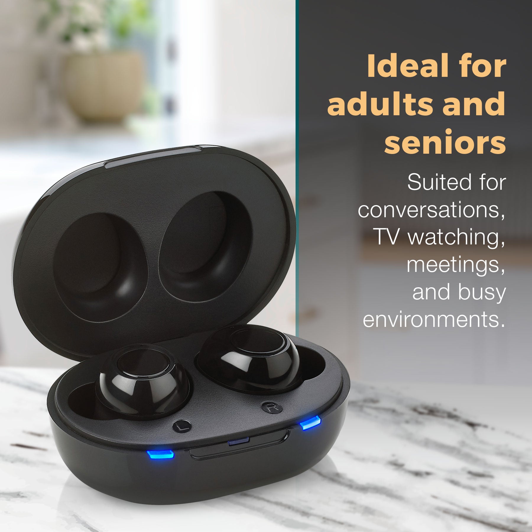 Digital Hearing Aids - Next Generation In the Ear Personal Sound Device w/ Noise Reduction - Rechargeable ITE 2 Piece Set, Portable Charging Case Sound Assist for Adults and Seniors