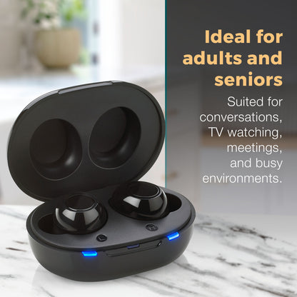 Digital Hearing Aids - Next Generation In the Ear Personal Sound Device w/ Noise Reduction - Rechargeable ITE 2 Piece Set, Portable Charging Case Sound Assist for Adults and Seniors
