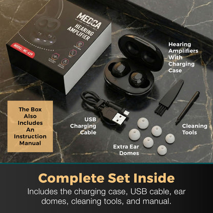 Digital Hearing Aids - Next Generation In the Ear Personal Sound Device w/ Noise Reduction - Rechargeable ITE 2 Piece Set, Portable Charging Case Sound Assist for Adults and Seniors