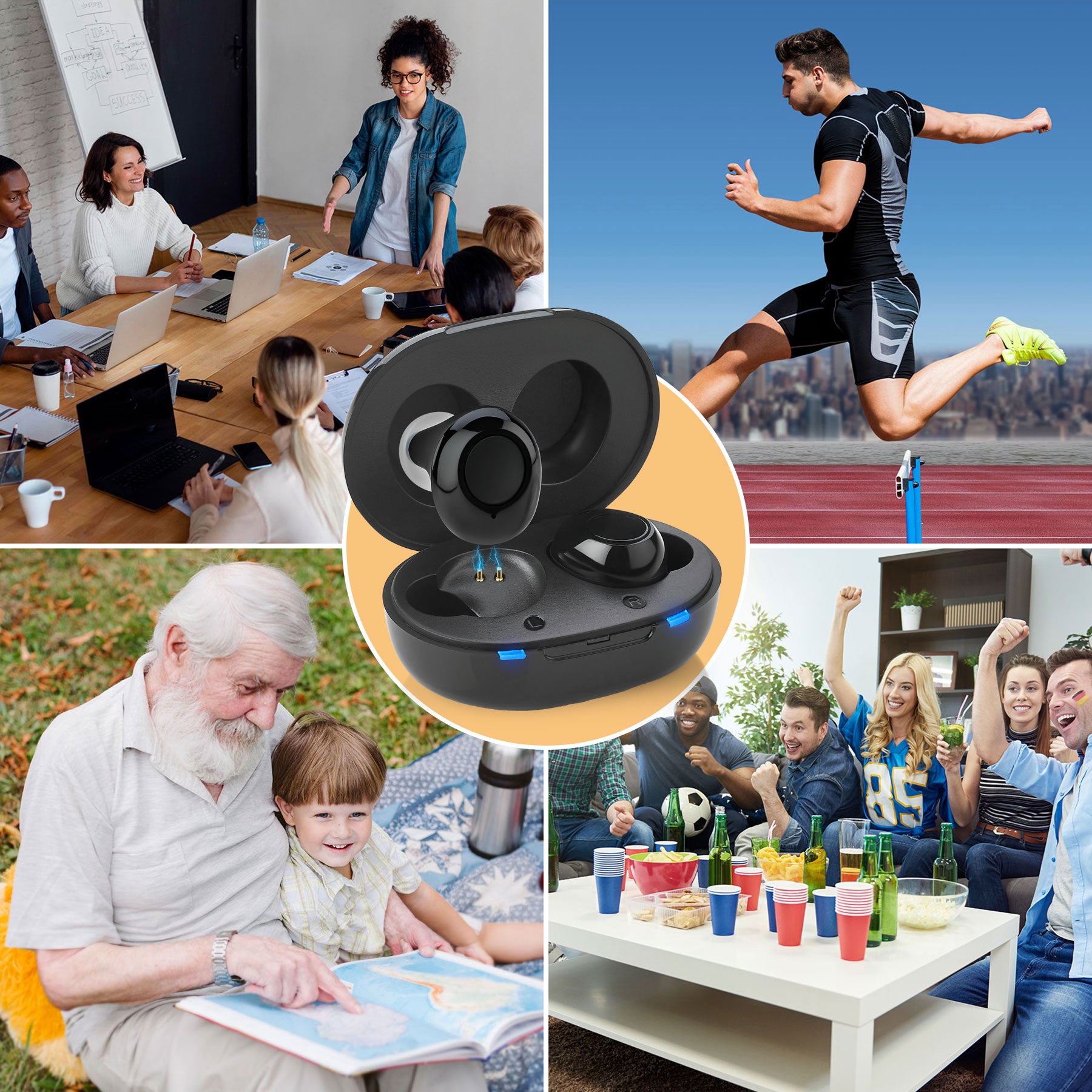 Digital Hearing Aids - Next Generation In the Ear Personal Sound Device w/ Noise Reduction - Rechargeable ITE 2 Piece Set, Portable Charging Case Sound Assist for Adults and Seniors