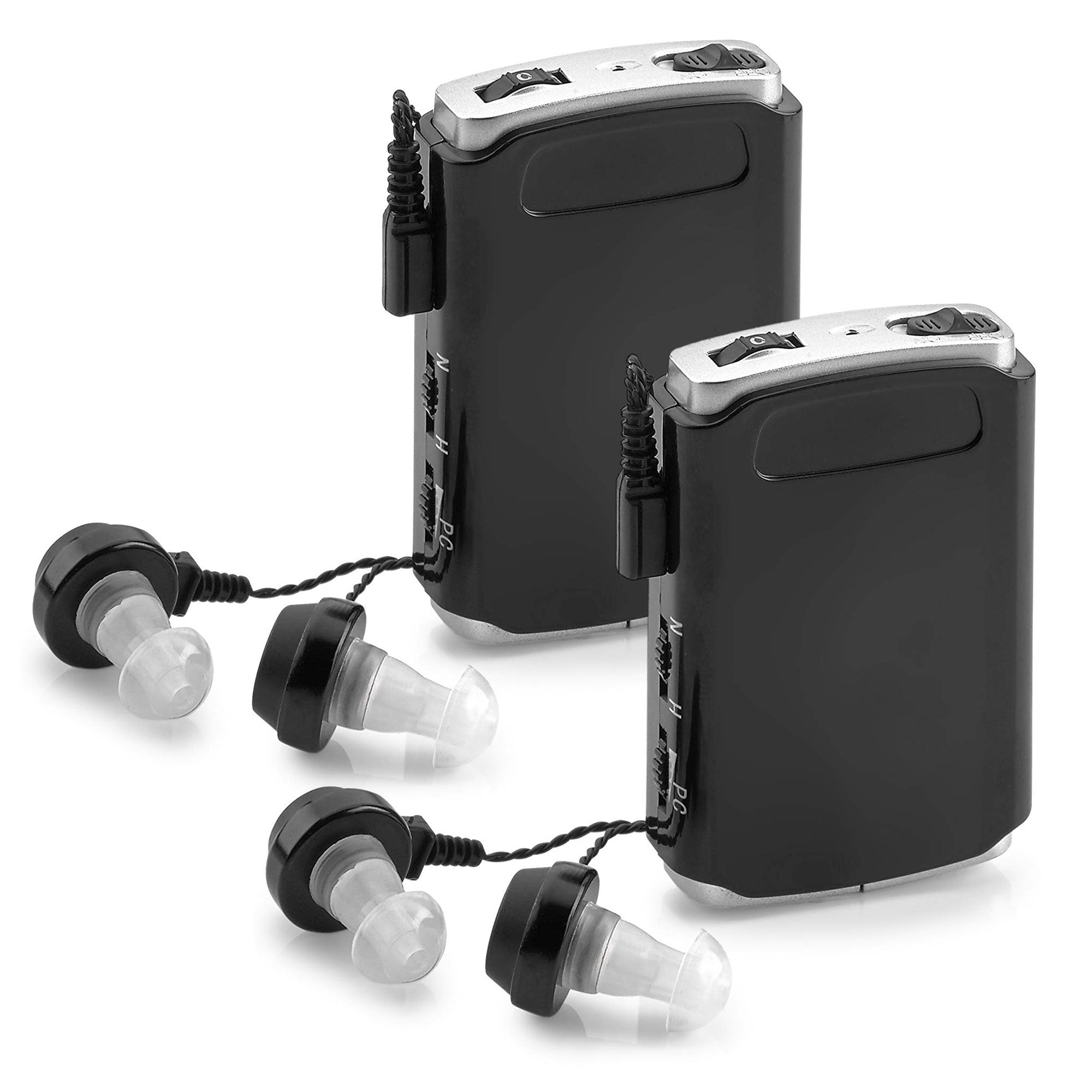 Rechargeable Personal Sound Aids - Pack of 2, Lightweight Compact Pocket Sounds Voice Enhancer Audio Hearing Device w/ Background Noise Reduction Digital Hearing for Adults and Seniors
