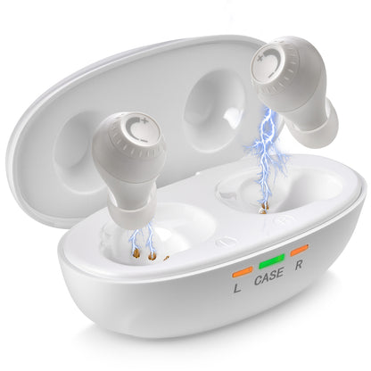 Mini Digital Hearing Aids - ITE Rechargeable Personal Sound Aids - Lightweight Hearing Aids Device with Noise Cancelling, In-Ear Detection & Volume Control Dial for Adults Seniors