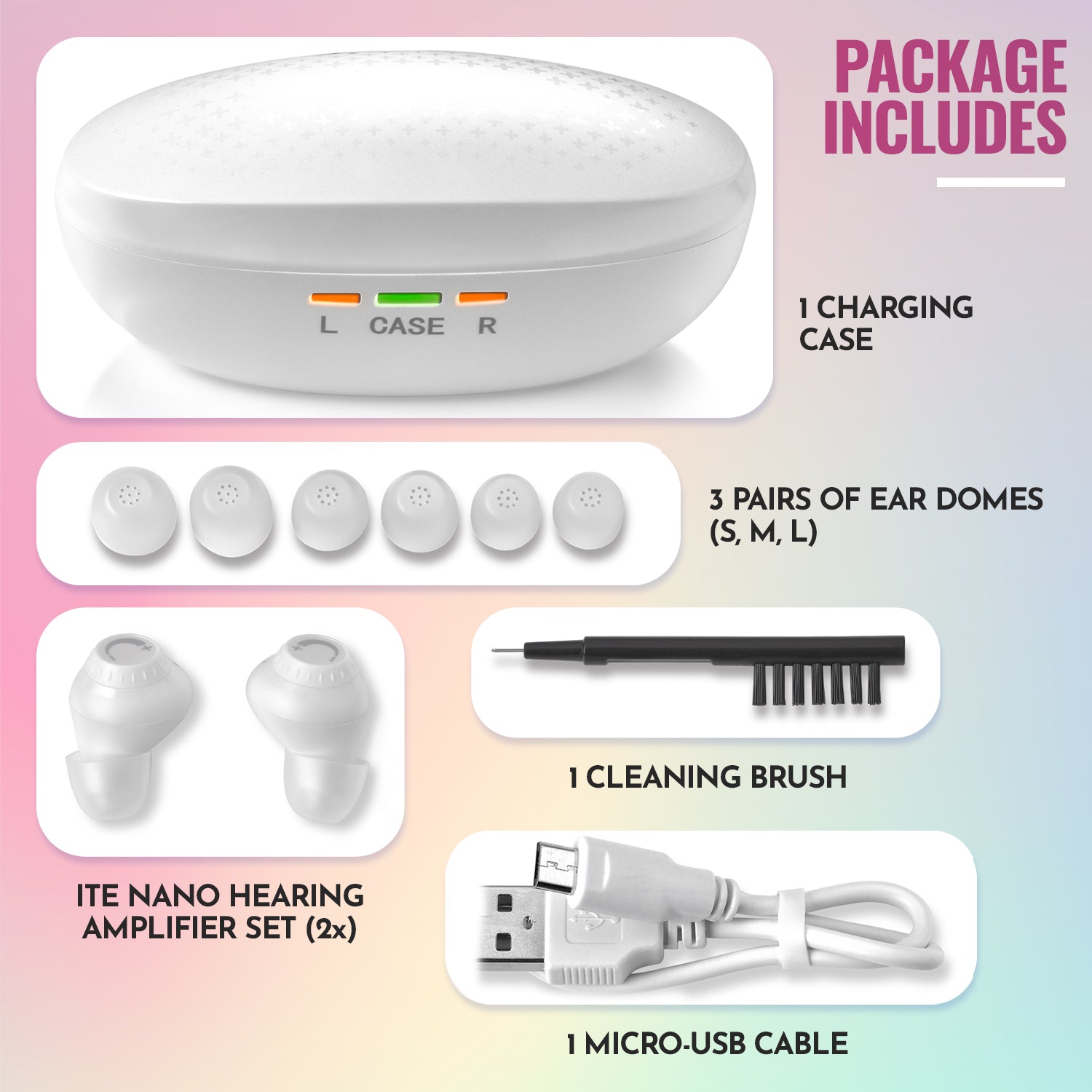 Mini Digital Hearing Aids - ITE Rechargeable Personal Sound Aids - Lightweight Hearing Aids Device with Noise Cancelling, In-Ear Detection & Volume Control Dial for Adults Seniors